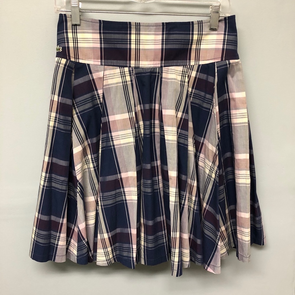 LaCoste Plaid Skirt Pleated Size 38 France 4/S US